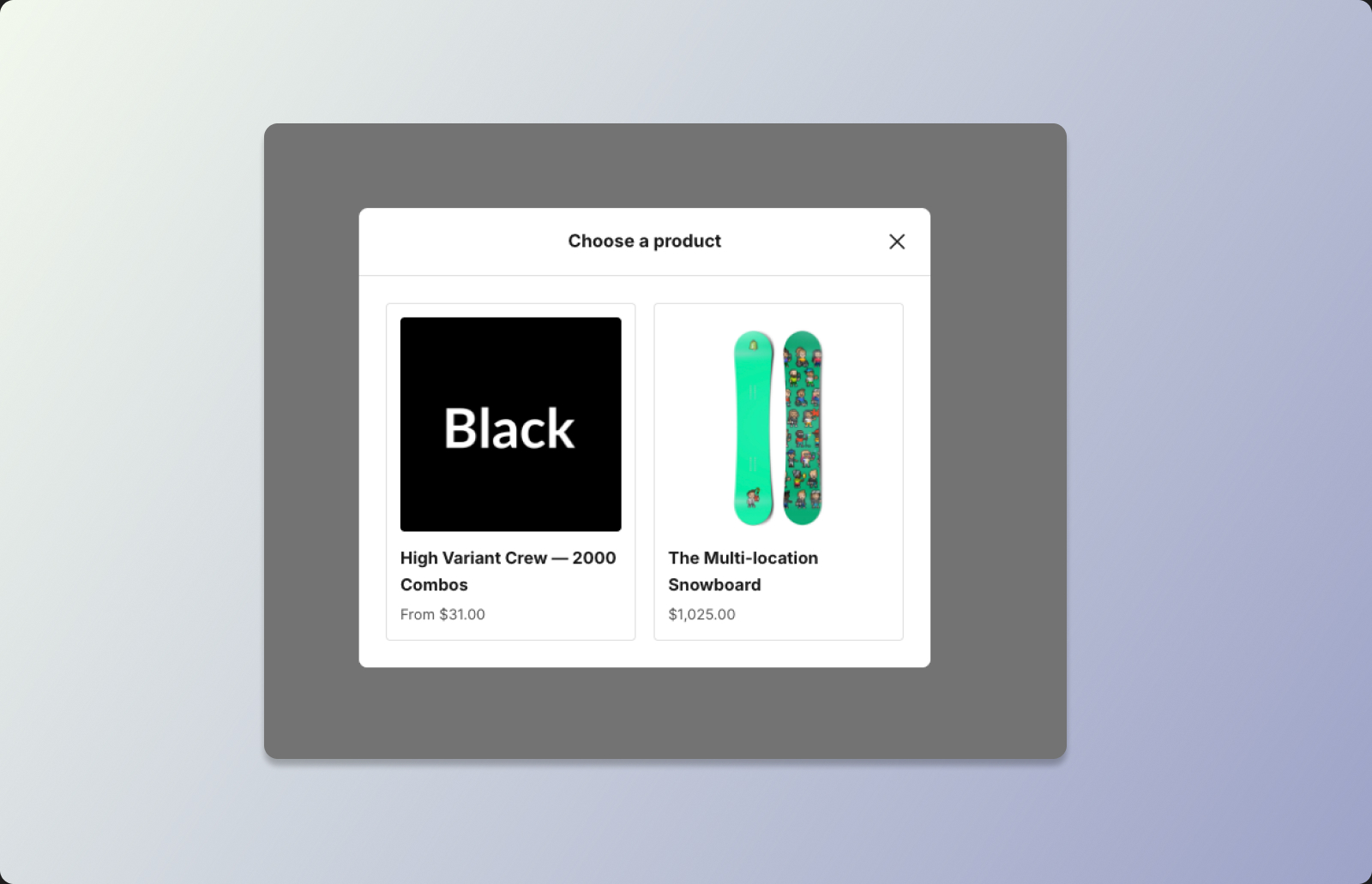 Image highlighting the DKL Quickview component on its product-selection panel