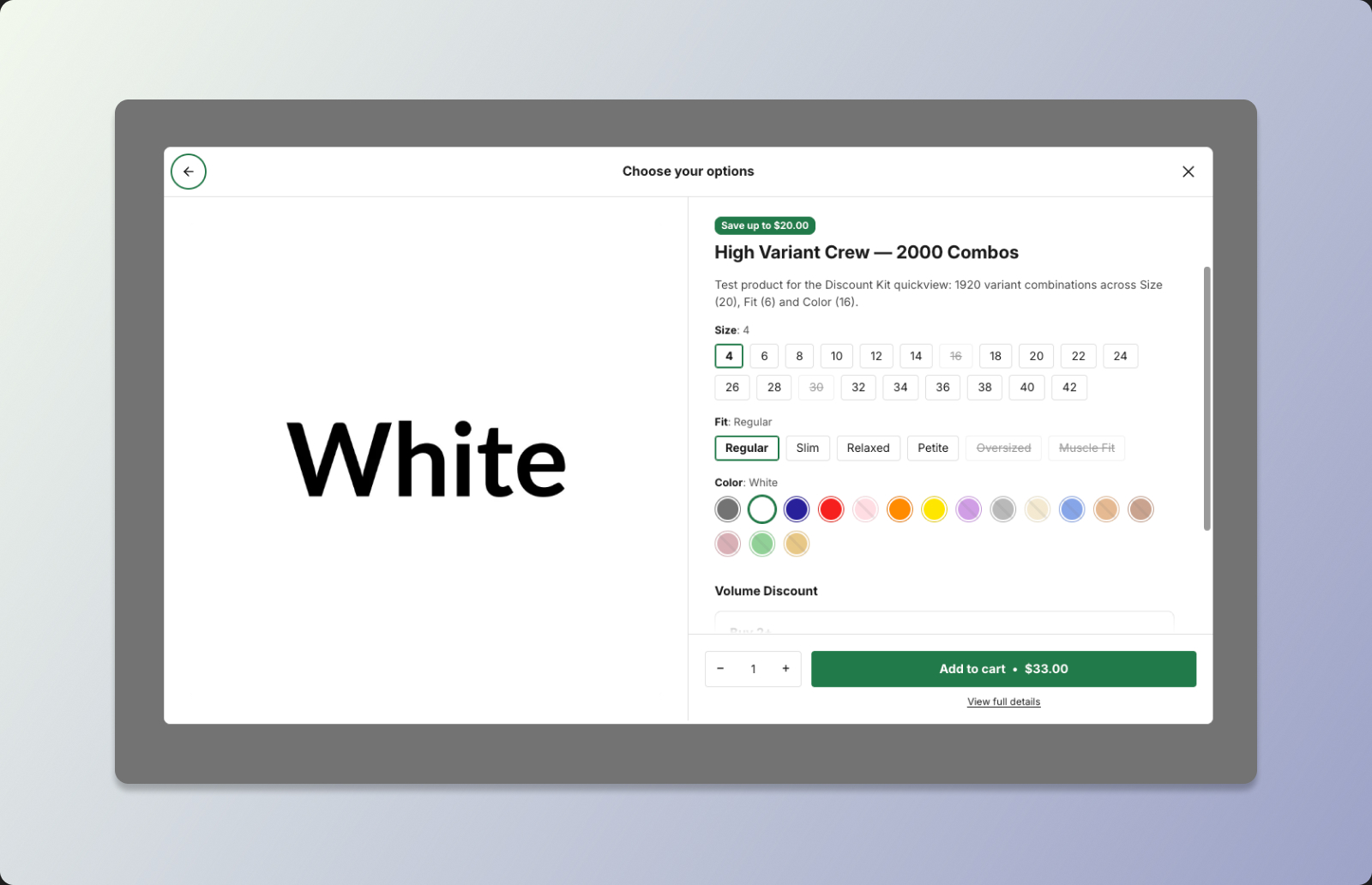 Image highlighting the DKL Quickview component on its add-to-cart panel