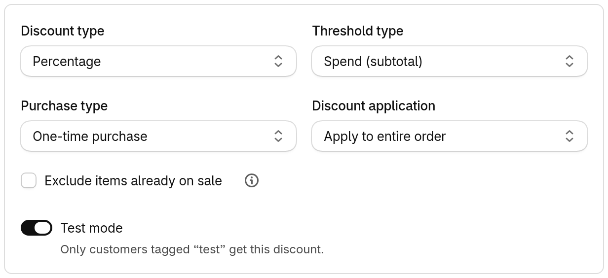 Tiered rewards settings